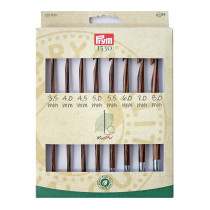 Для вязания " PRYM" 223830 набор крючков тунисских " Natural" береза d 3. 5 - 8. 0 мм в картонной упаковке с европодвесом . 